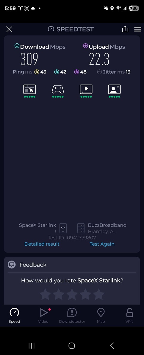 Starlink Speed Test in Montgomery AL