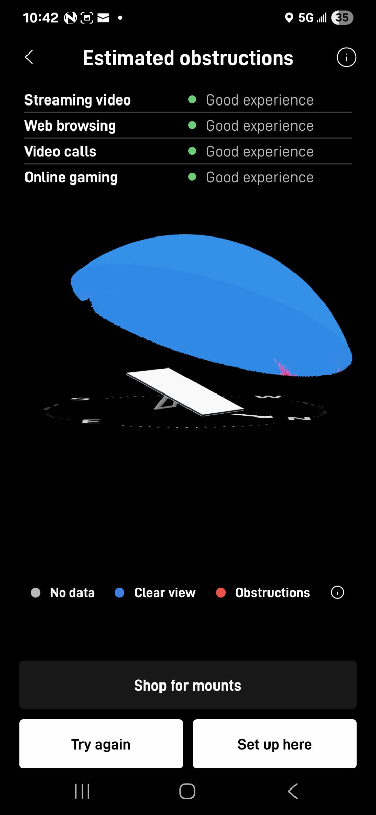 Starlink Obstructions Test Maple Valley WA