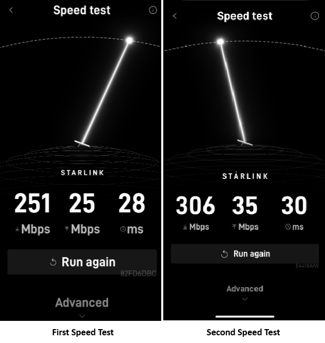 Starlink speed tests Pella IA