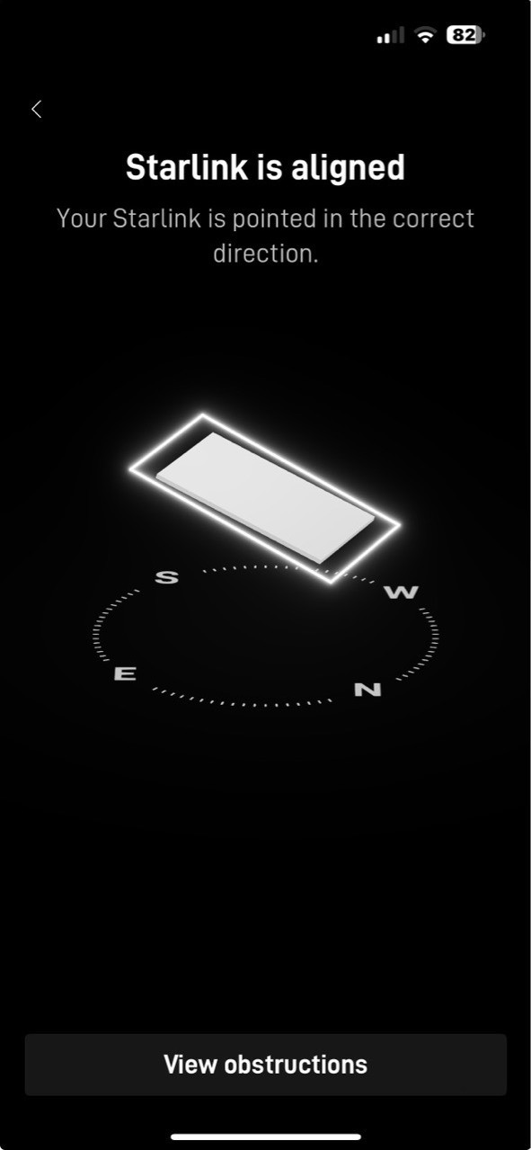 Starlink alignment test in Yorba Linda CA