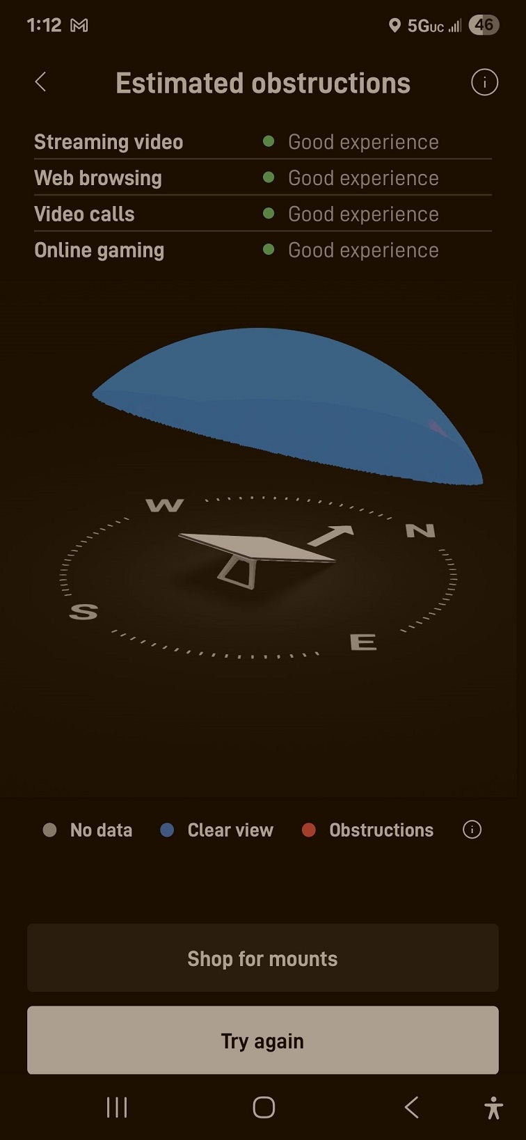 Starlink obstructions test Elizabeth IN