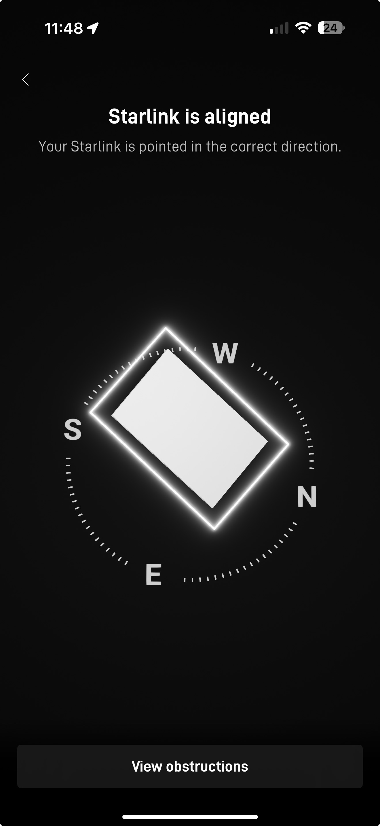 Starlink alignment test in Rancho Cordova CA