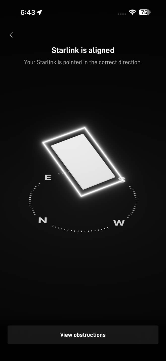 Starlink alignment test Rio Linda CA