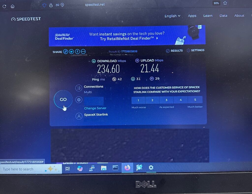 Starlink speed test for airplane hangars