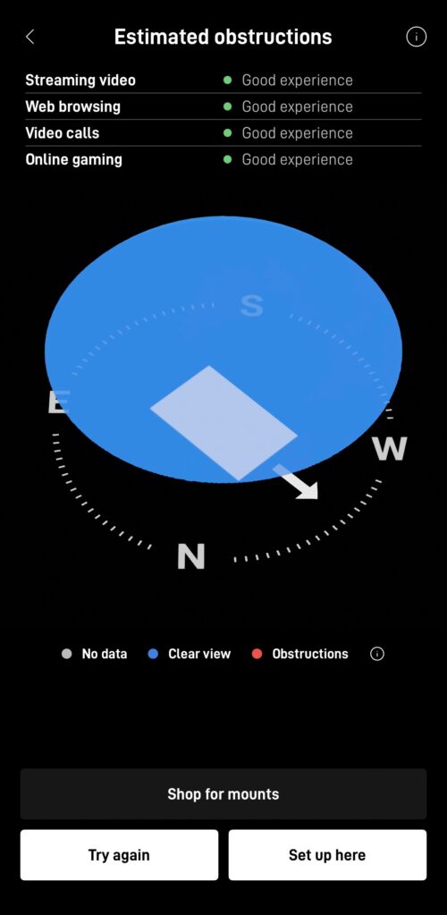 Starlink obstruction test Petaluma CA