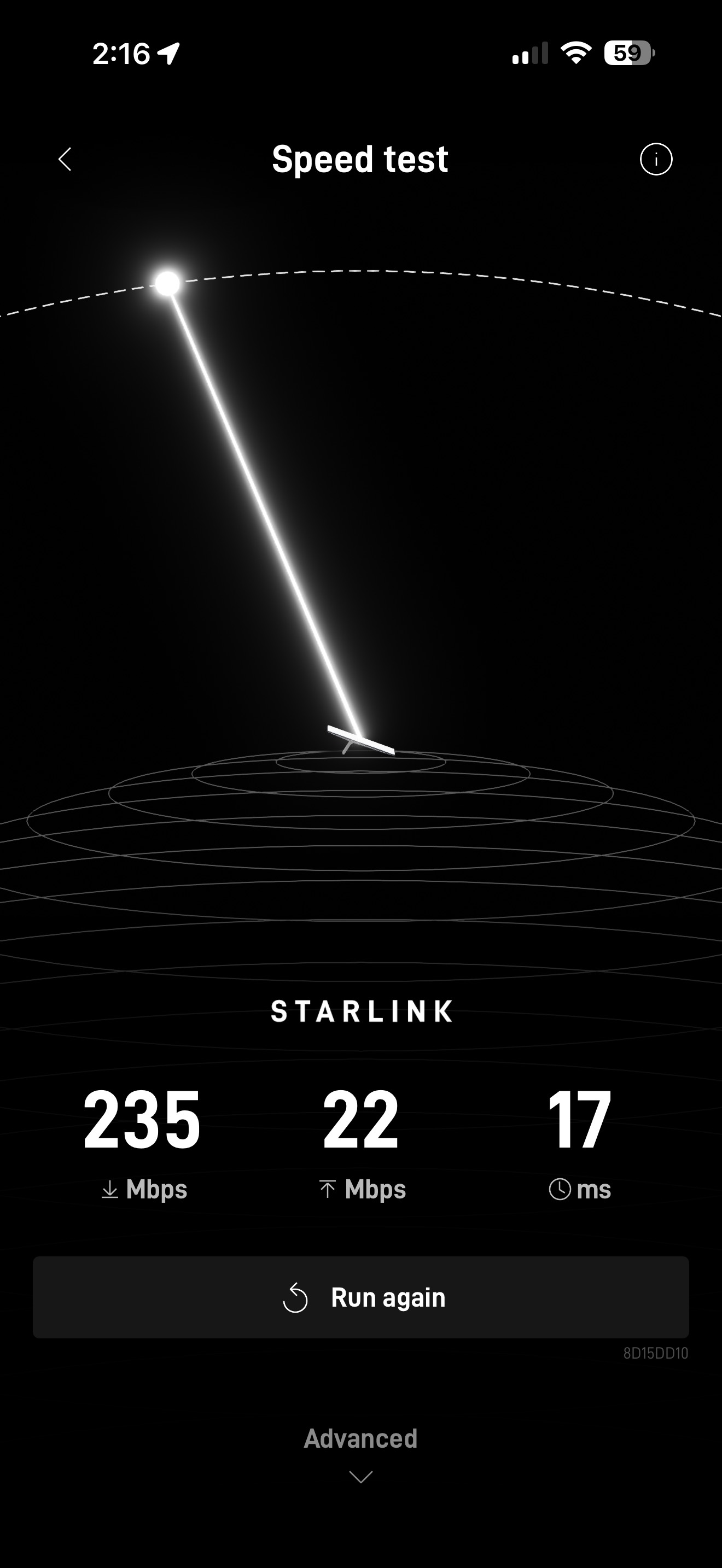 Starlink speed test Sacramento CA
