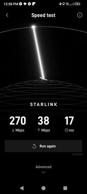 Starlink speed test Johnstown CO