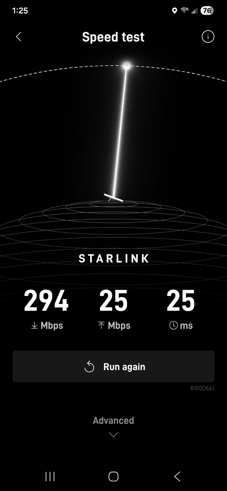Starlink speed tests Mandeville LA