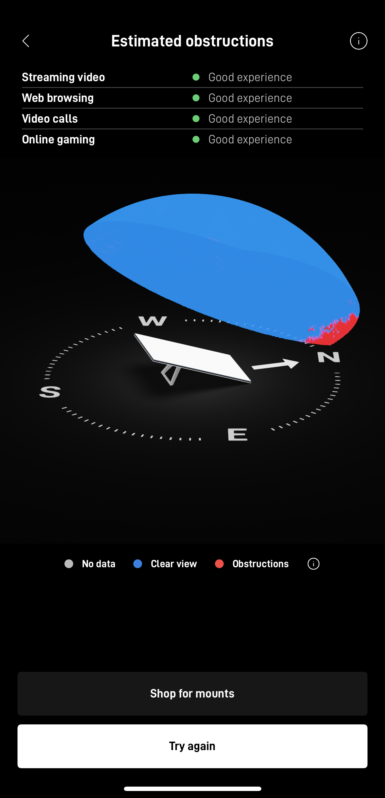 Starlink Obstructions Test Warren MI