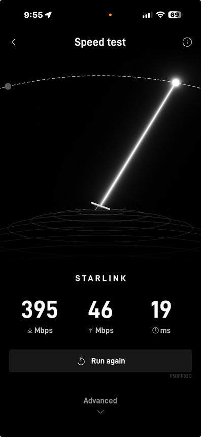 Starlink speed test in Gilbert AZ