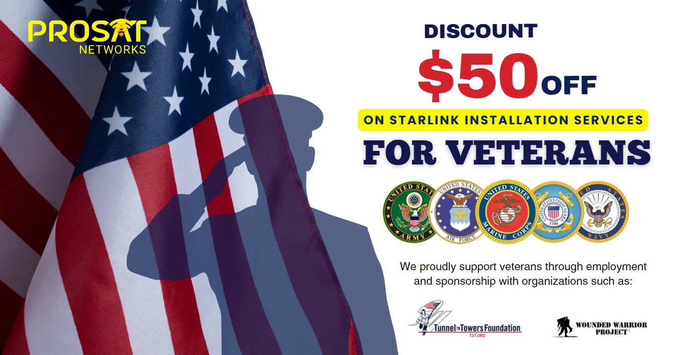 Starlink Military Veterans Discount $50 Off Installation Services