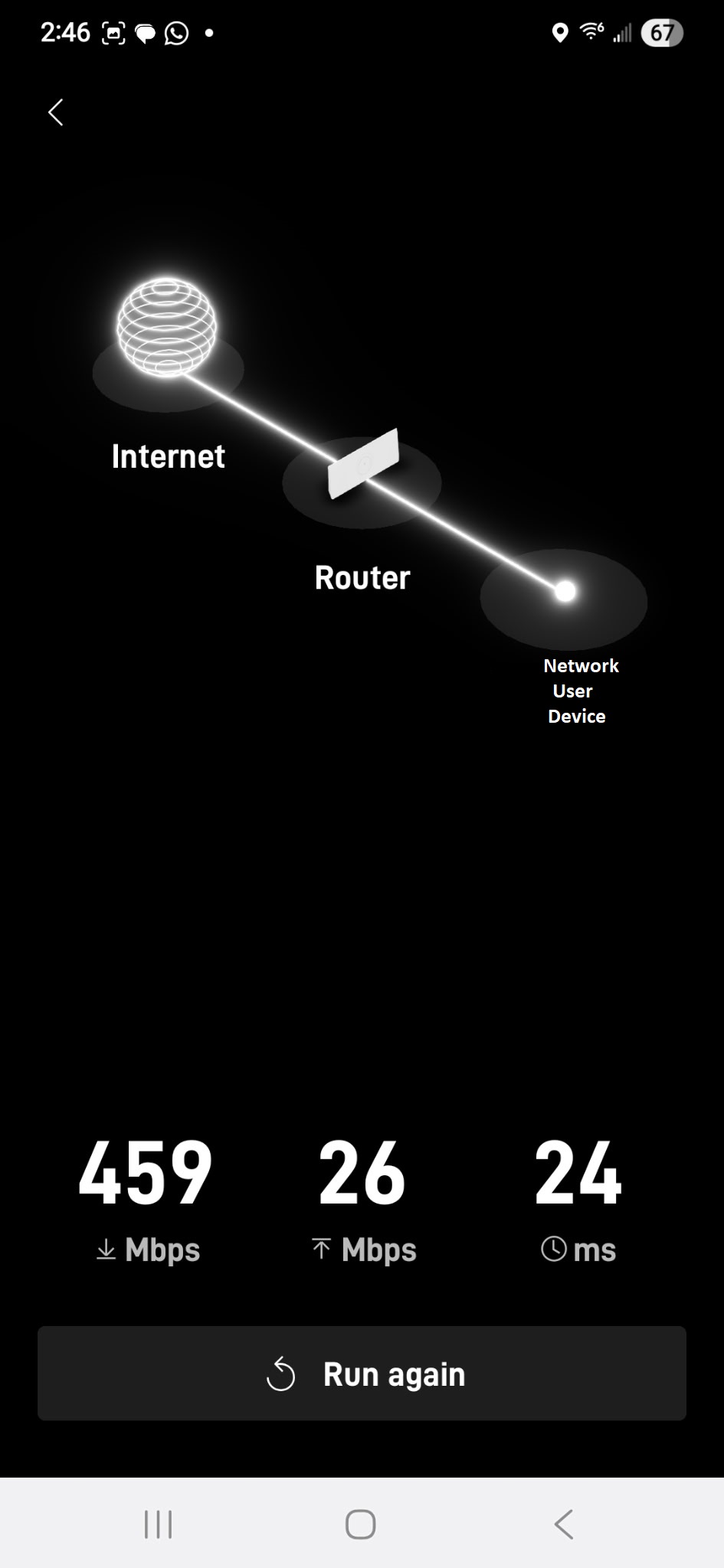 Starlink installation Advanced Speed Test in Starlink App