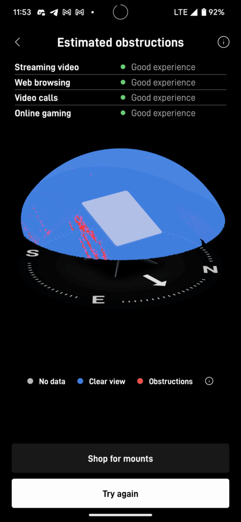 Starlink Obstructions test