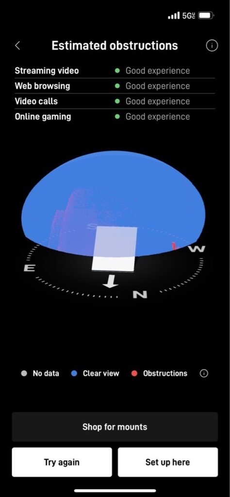 Starlink Obstructions test El Dorado Hills CA