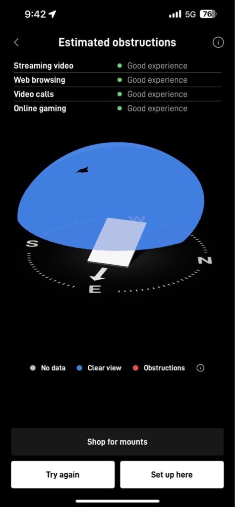 Starlink Obstructions test Simpsonville SC