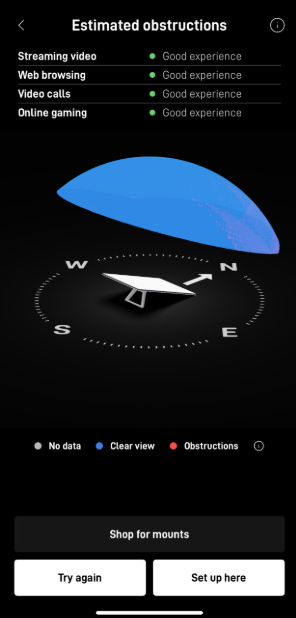 Starlink Obstructions Test Lake Charles LA