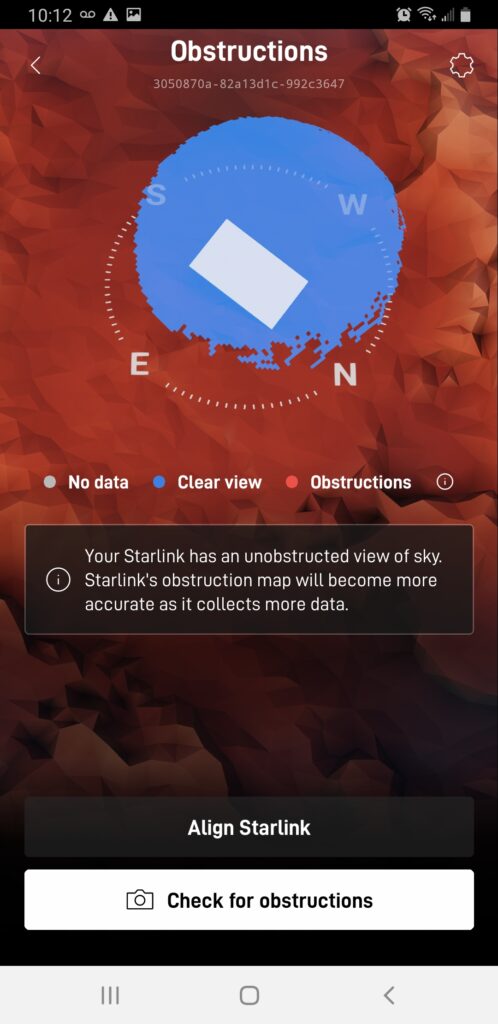 Starlink obstructions test DeKalb IL