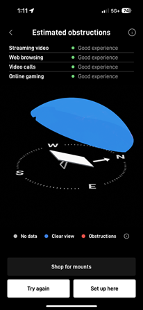 Starlink obstructions test Wausau WI