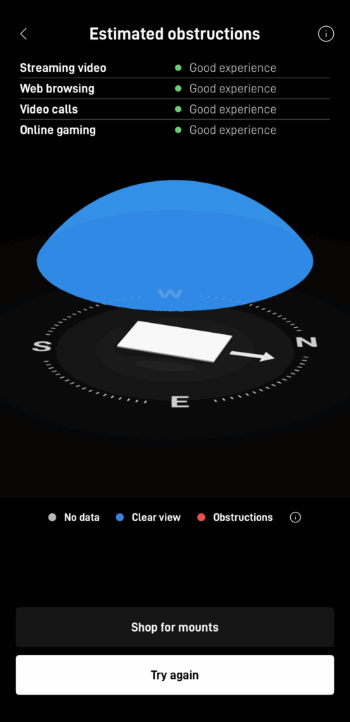 Starlink obstructions test Corona CA