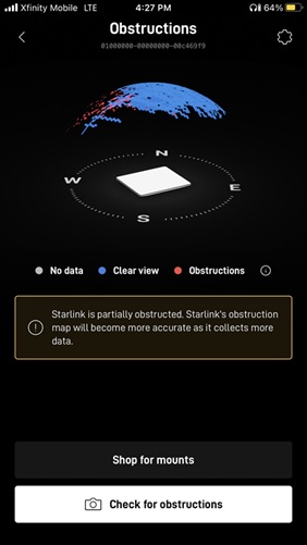Starlink obstructions test Cordova TN