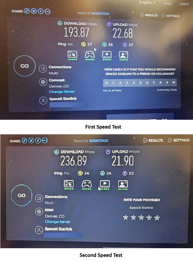 Starlink speed test Fort Morgan CO