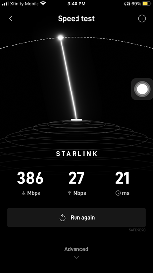 Starlink speed test Cordova TN