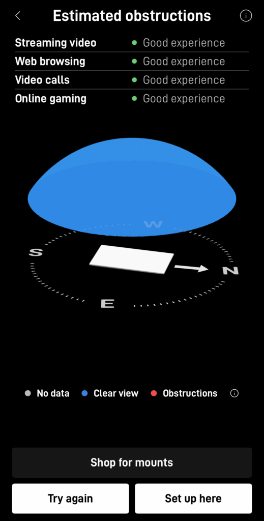 Starlink obstructions test Orange Beach AL