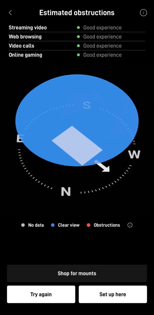 Starlink obstructions test Petaluma CA